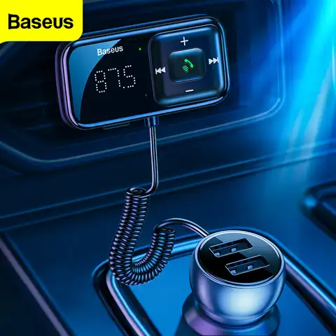 FM модулятор Baseus, Bluetooth, 5,0, FM радио, 3,1 А, USB, автомобильное зарядное устройство, беспроводной, Aux, FM