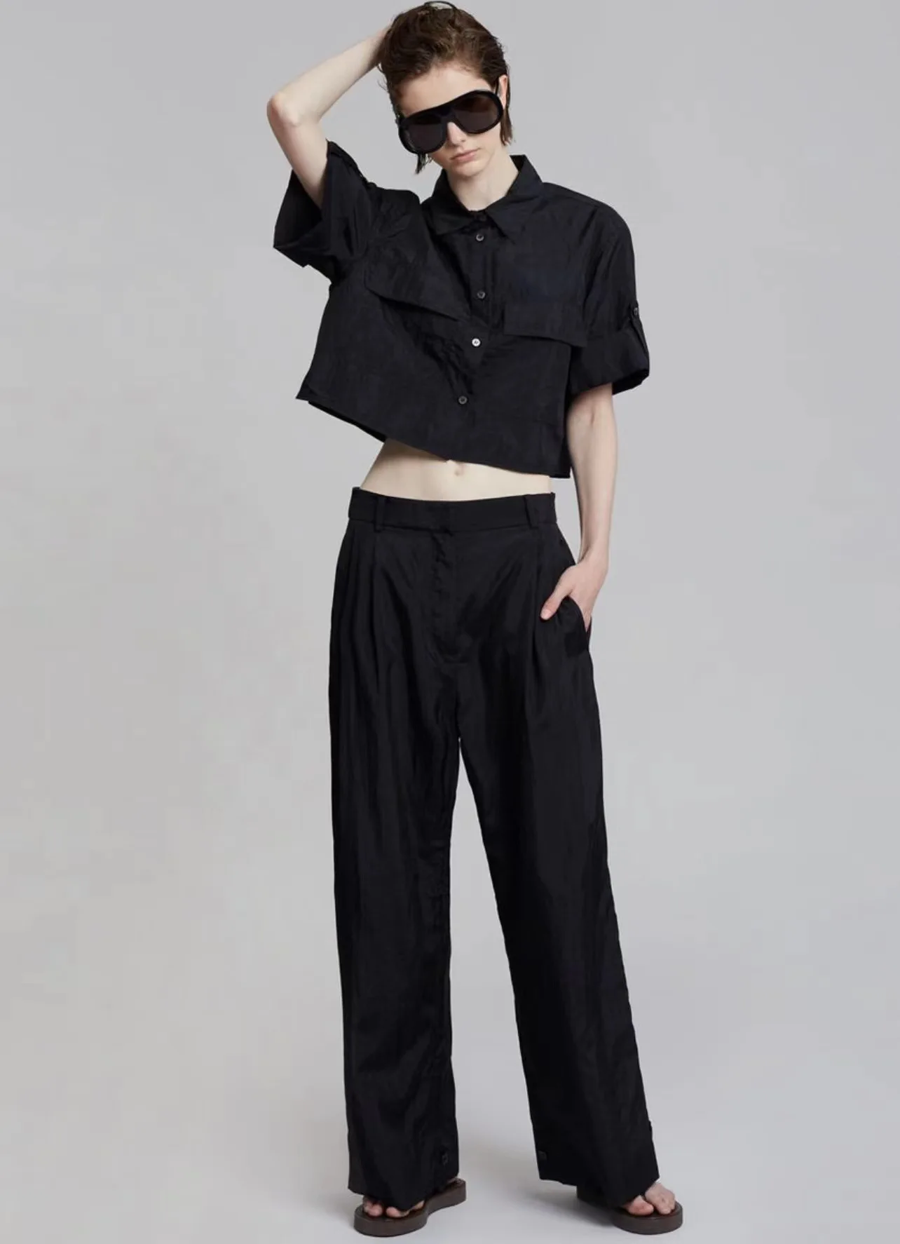 Женская модная крутая Рабочая блузка с карманами Новинка лета 2023 Свободная