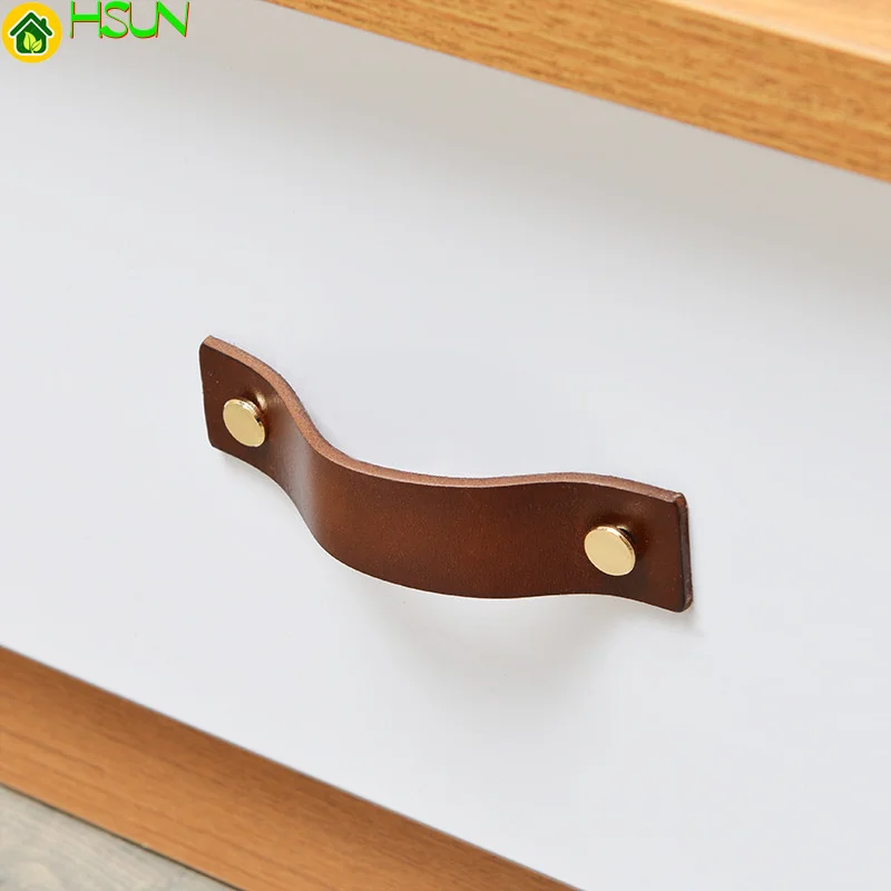 

Nordic top leather handle anti-collision wardrobe drawer leather handle bookcase cabinet door shoe cabinet door handle