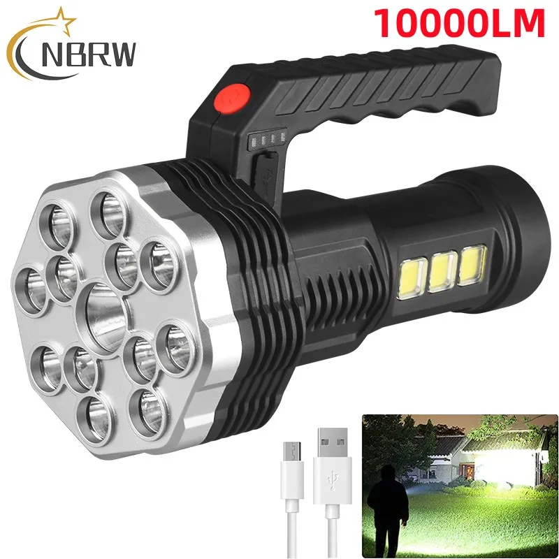 

USB Rechargeable LED Flashlights 10000 Lumens Super Bright Flashlight Waterproof Handheld LED Flash Light For Camping Hiking