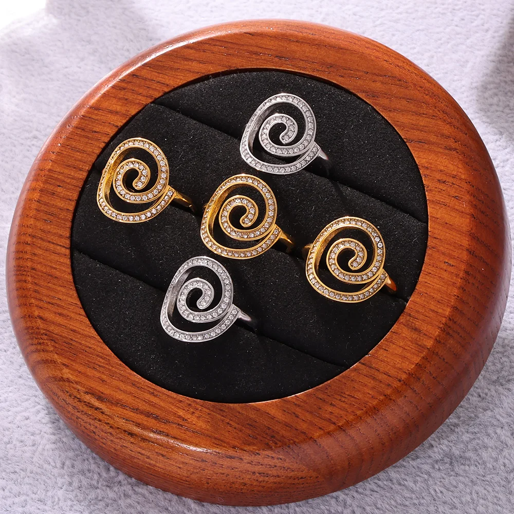 Кольца Whirly Style с белым цирконом для женщин водонепроницаемое регулируемое кольцо