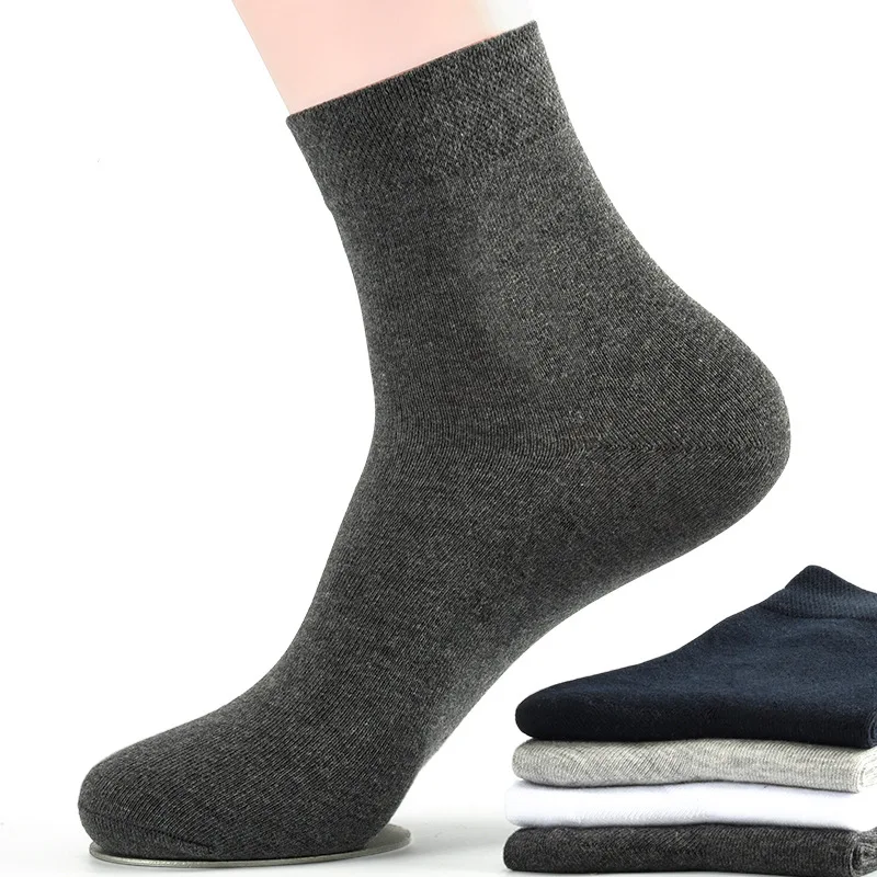 1 Pairs of Men's Cotton Pure Color Socks Spring and Summer Breathable Medium Tube Men's Socks Black and White Casual Socks