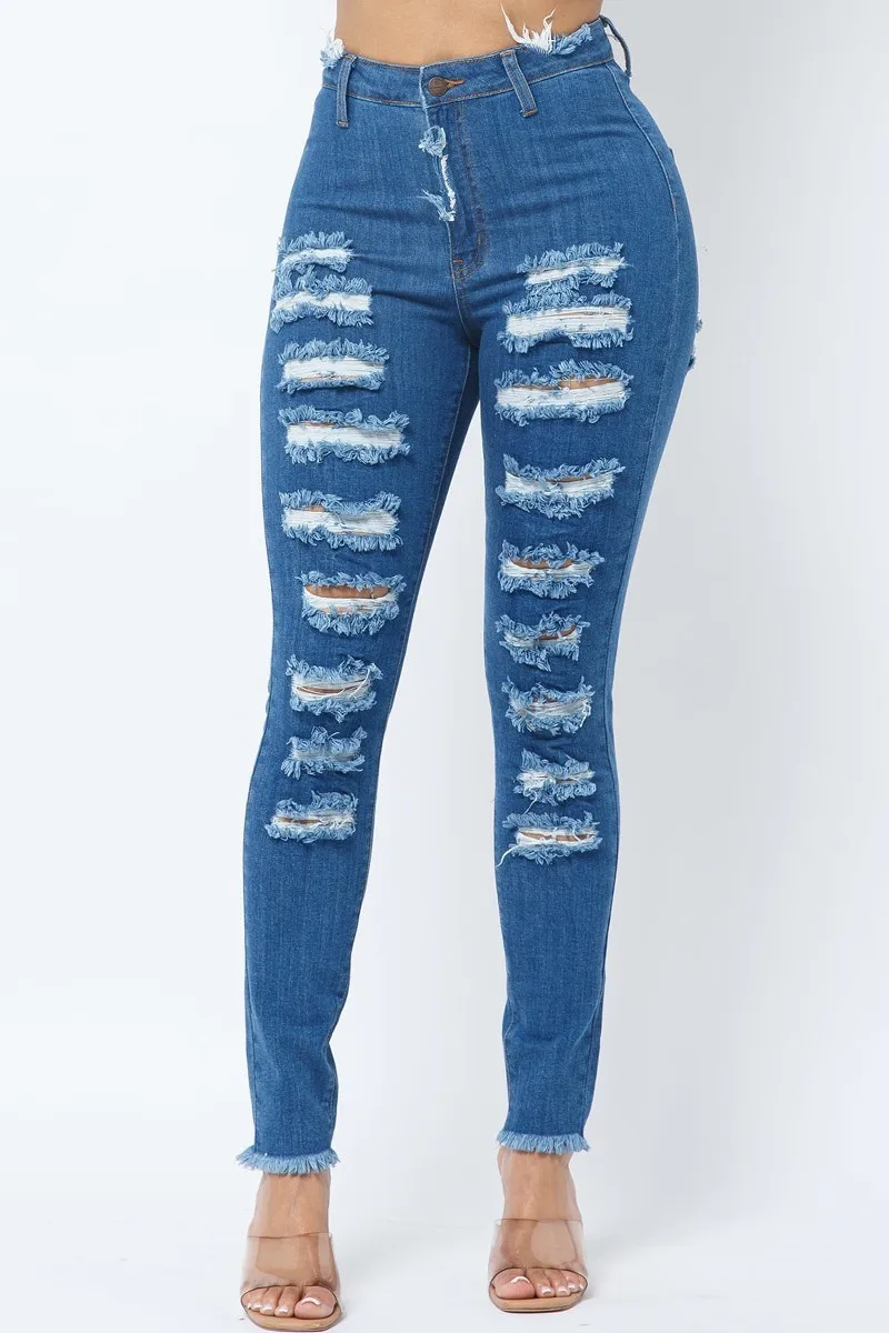 

Women Fashion Stretch Ripped Jeans Skinny Pants New Model PU6048