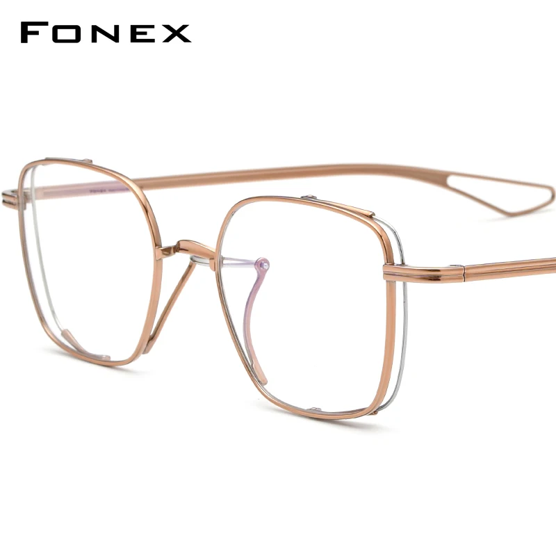 FONEX Pure Titanium Glasses Men Retro Vintage Square Prescription Eyeglasses 2022 New Myopia Optical Frame Eyewear F85720