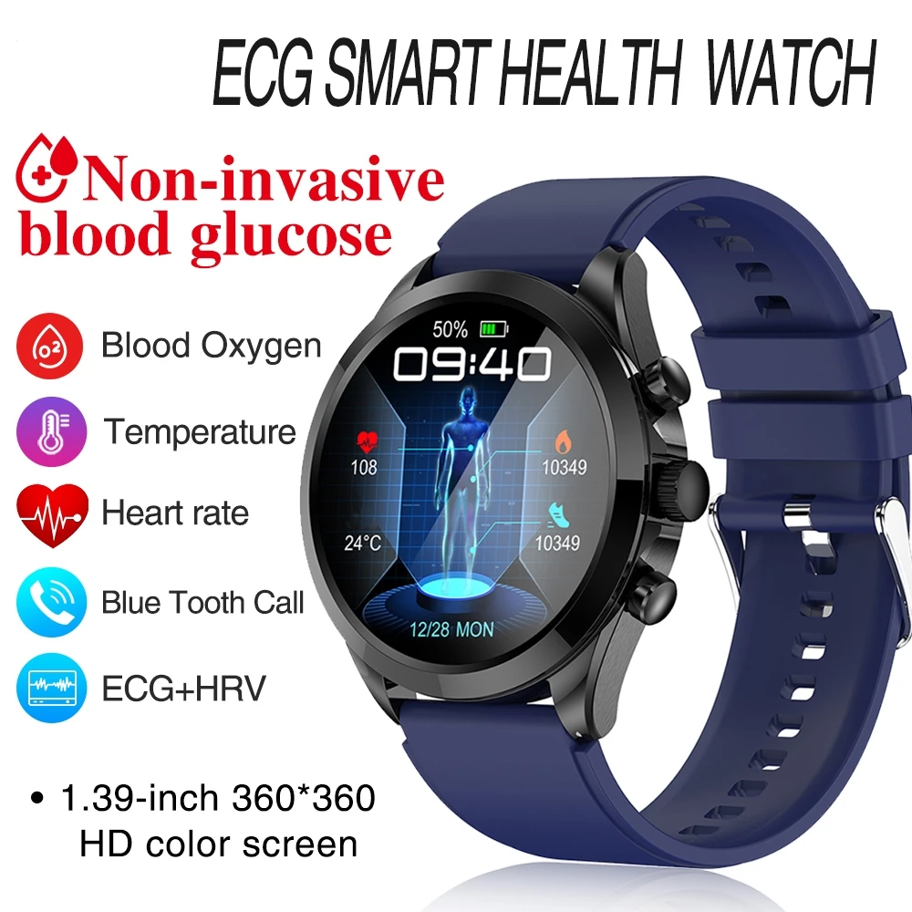 

2023 New Oldster Health Monitoring Smart Watch Blue Tooth Call BLood Glucose 24H Heart Rate ECG HRV Sport Men Women Smartwatch