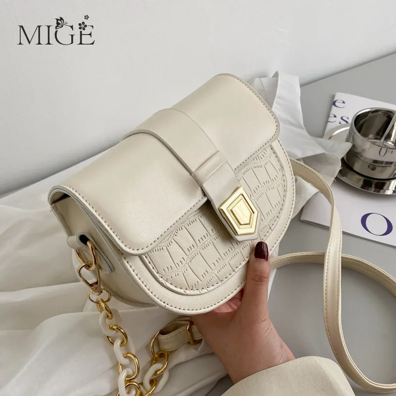 

Fashion Lattice PU Leather Crossbody Bag For Women Solid Color Shoulder Messenger Bag Summer Ladies Small Chain Brand Handbag