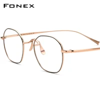 fonex titanium glasses frame men vintage square myopia optical prescription eyeglasses women 2022 new titan retro eyewear f85731