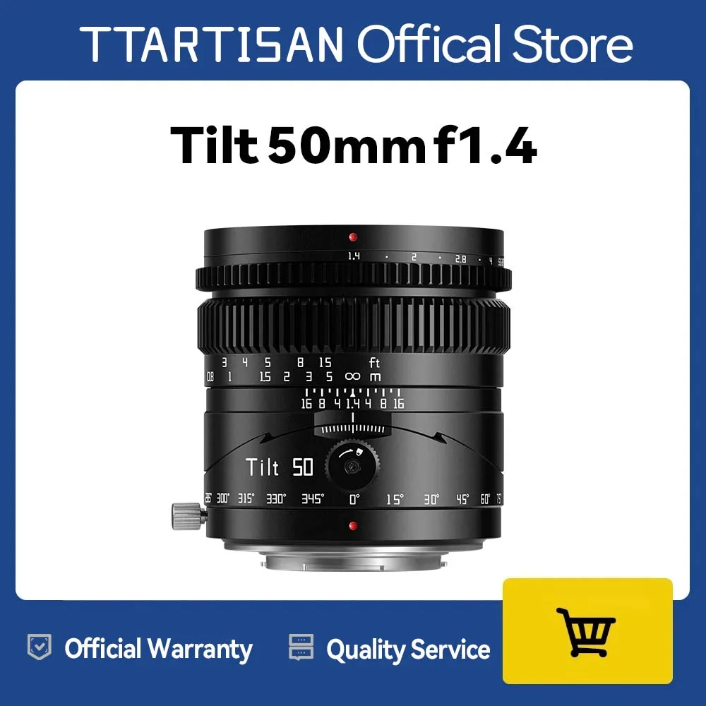 Фото Объектив TTArtisan Tilt 50mm F1.4 с ручной фокусировкой для полнокадровых камер, портретный объектив для Sony E, Fuji X, Nikon Z, Canon RF, M43, L №1