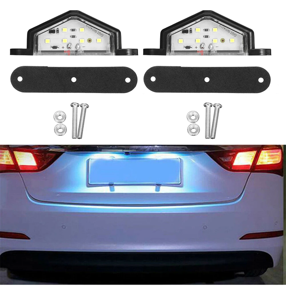 

2Pcs 6 LED Car License Plate Light Waterproof White Signal Tail Boat Truck Lamp 6000k Side Marker Light Truck Trailer Lamp