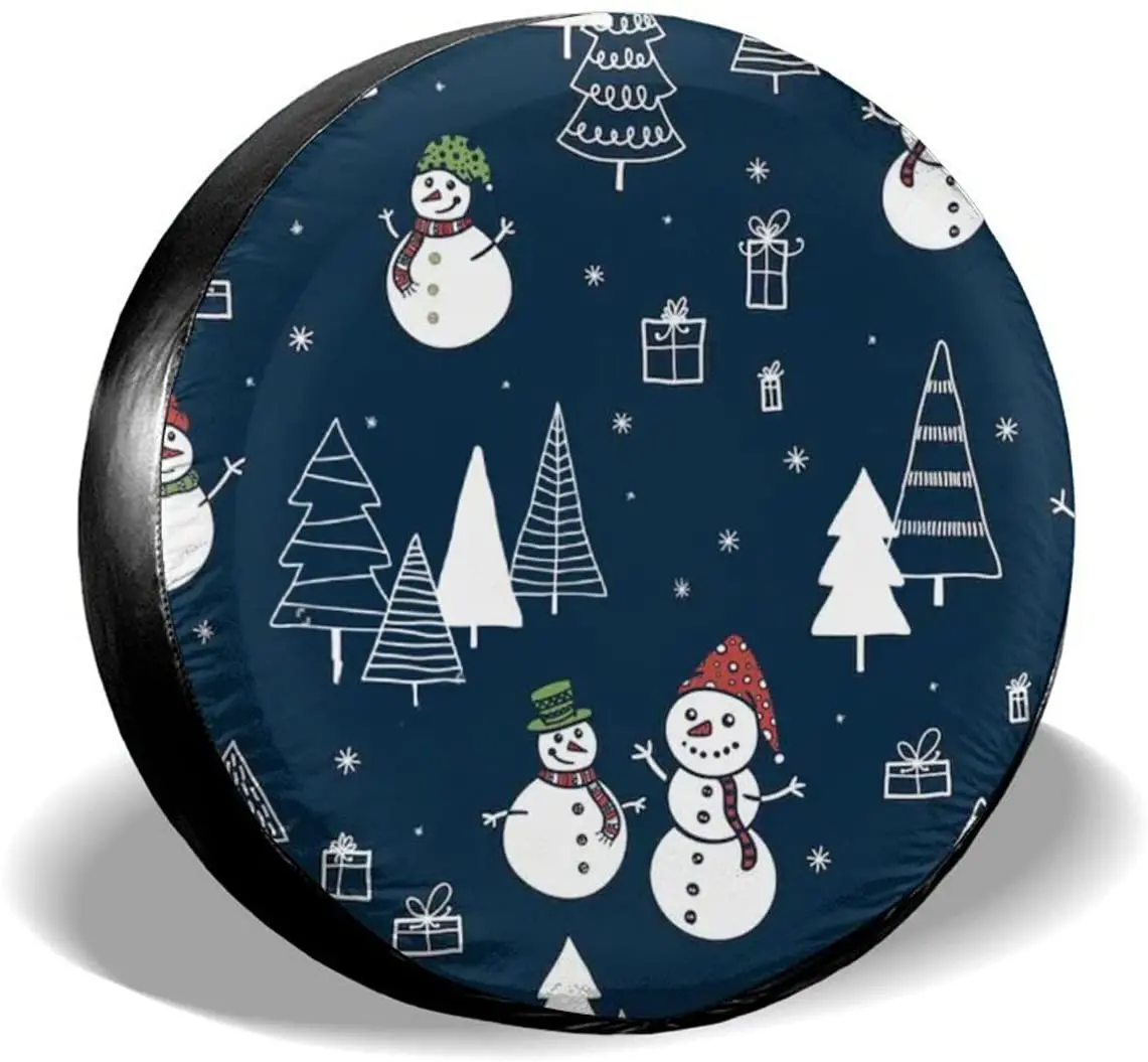 

"N/A" Fun and Cute Hand Drawn Snow Mans Spare Tire Cover Tire Covers Camping Waterproof Wheel Protectors