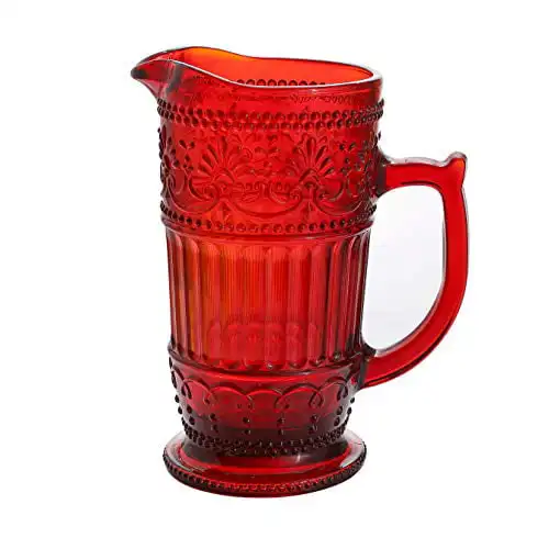 

kidsnado Chui 40 Ounce Red Glass Pitcher, Vintage Style
