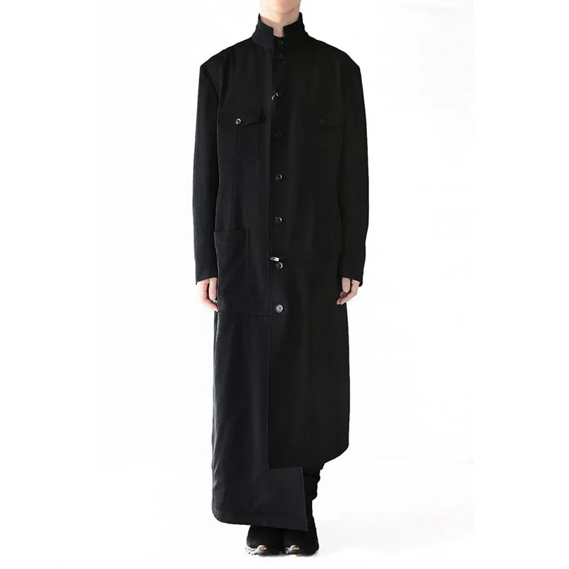 

Men's Trench Coat Spring And Autumn New Asymmetrical Design Catwalk Fashion Casual Large Size Coat