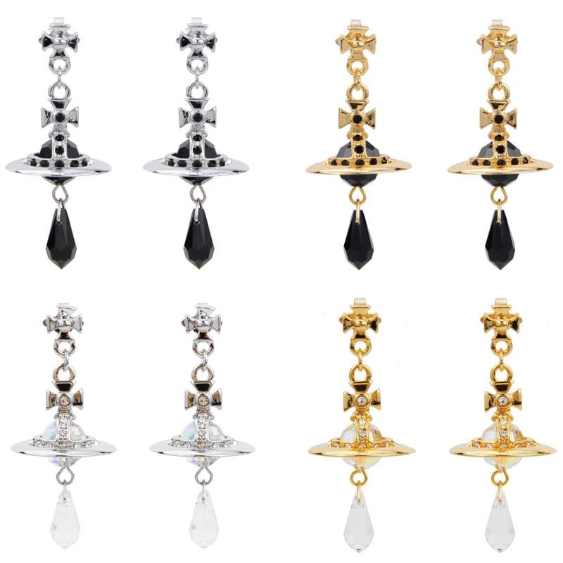 

Модные женские ювелирные изделия для виденьен Уэста королевы Австрийские кристаллы трехмерные планеты Земля серьги панги стиль Ins один и т...