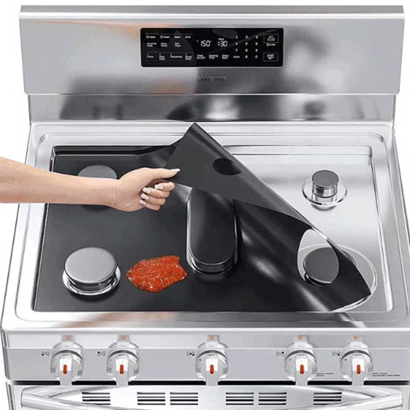 

1/4PCS Kitchen Cleaning Pad Gas Stove Protective Cover Kitchen Accessories Stove Cover Cleaning Pad Bushing Stove Burner Covers