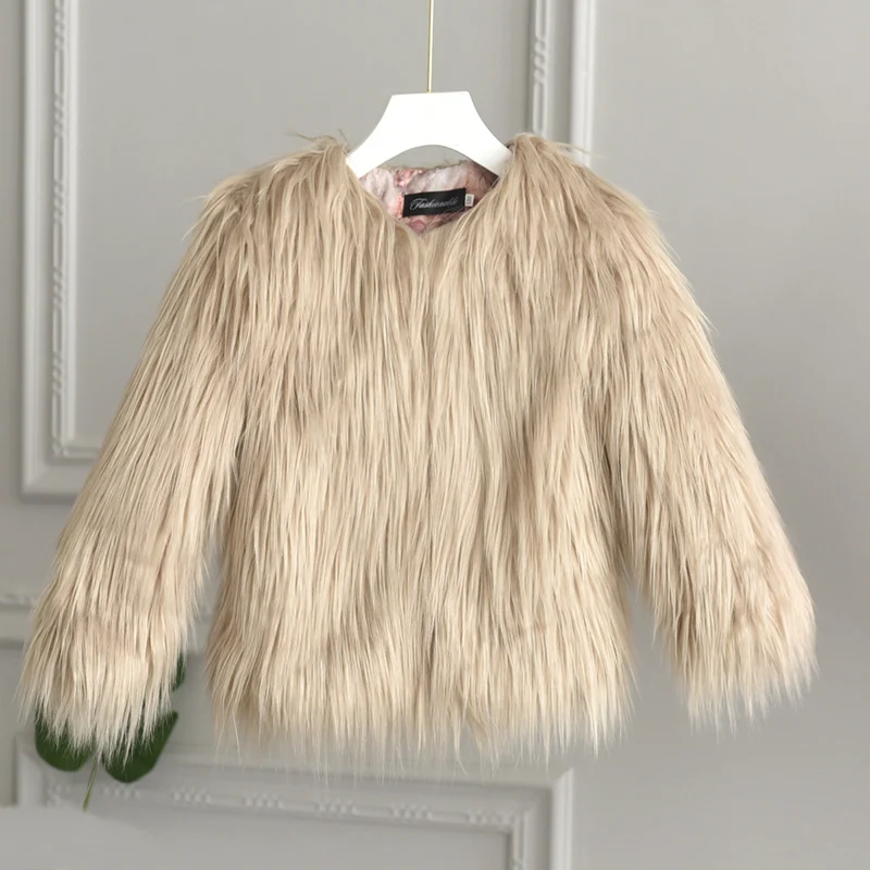 

Girls Fur Coat Jacket Cotton Outwear Overcoat 2022 Solid Warm Thicken Plus Velvet Winter Autumn Teenager Fuzzy Children's Clothi
