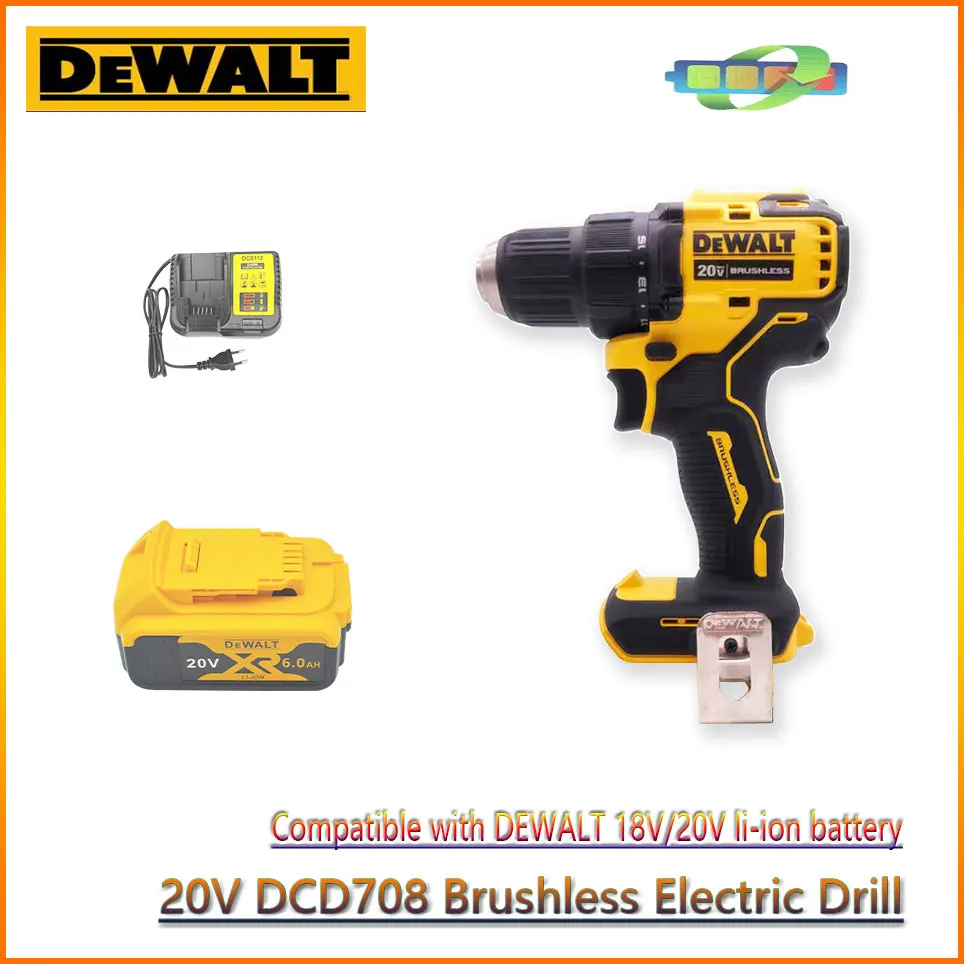 DEWALT DCD708 Brushless Electric Drill 20V Cordless Screwdriver Lithium-Ion Battery Mini Electric Power Screwdriver