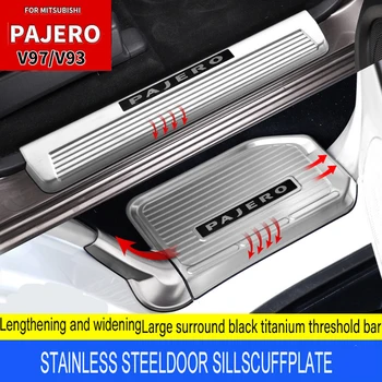 For Mitsubishi Pajero V97 V93 V73V87V95  Welcome Pedal Threshold Strip Stainless Steel  Bars Running Boards Protect Accessories