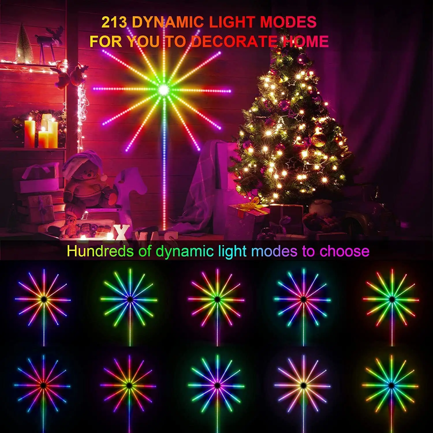 2023 Party Wedding Decor Christmas Lights Smart LED Light Strip DIY Firework Remote Bluetooth USB Festoon Lamp For Home Bedroom