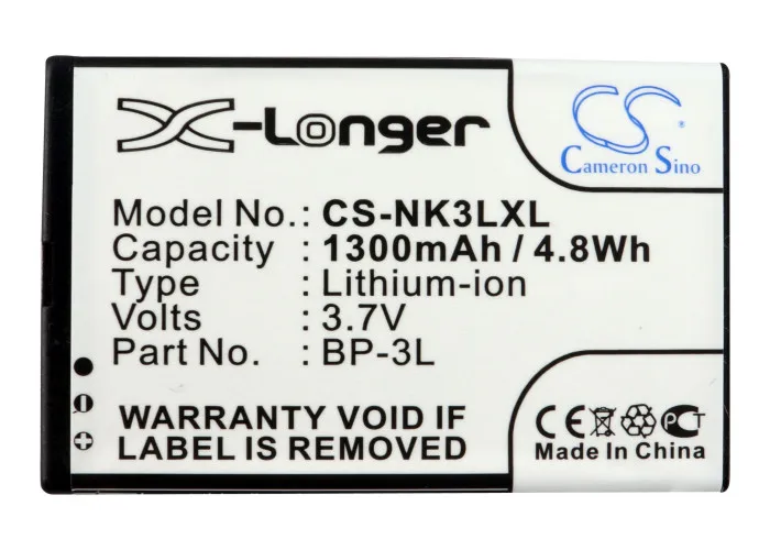 Cameron Sino 1300mAh Battery BP-3L for Nokia 303 603 Lumia 505 510 510.2 610 710 MP-S-V MyPhone 1080 9010 9015TV