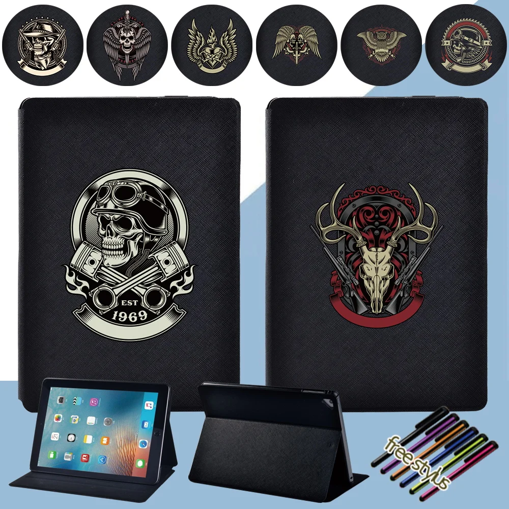 

Folio Tablet Ipad Cases for Apple IPad 7th 8th 9th/iPad 2 3 4/Mini5 4 3 2 1 Flip Funda Skull Series Leather Stand Shell Cover