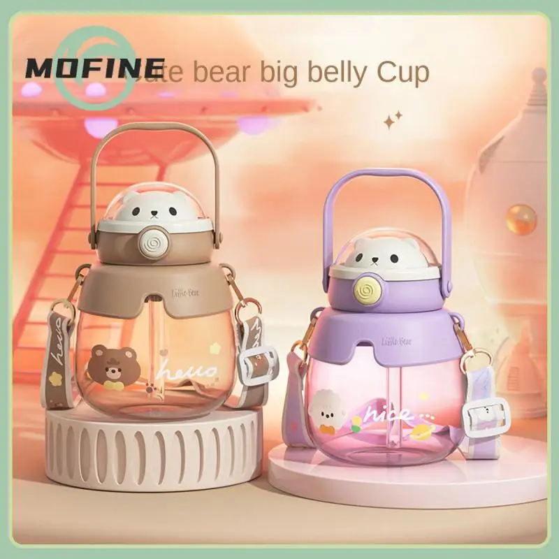 

Portable Water Cup High Temperature Resistant Straw Cup Color Cartoon Hug Bear Belly Cup Outdoor Travel Drinkware Female