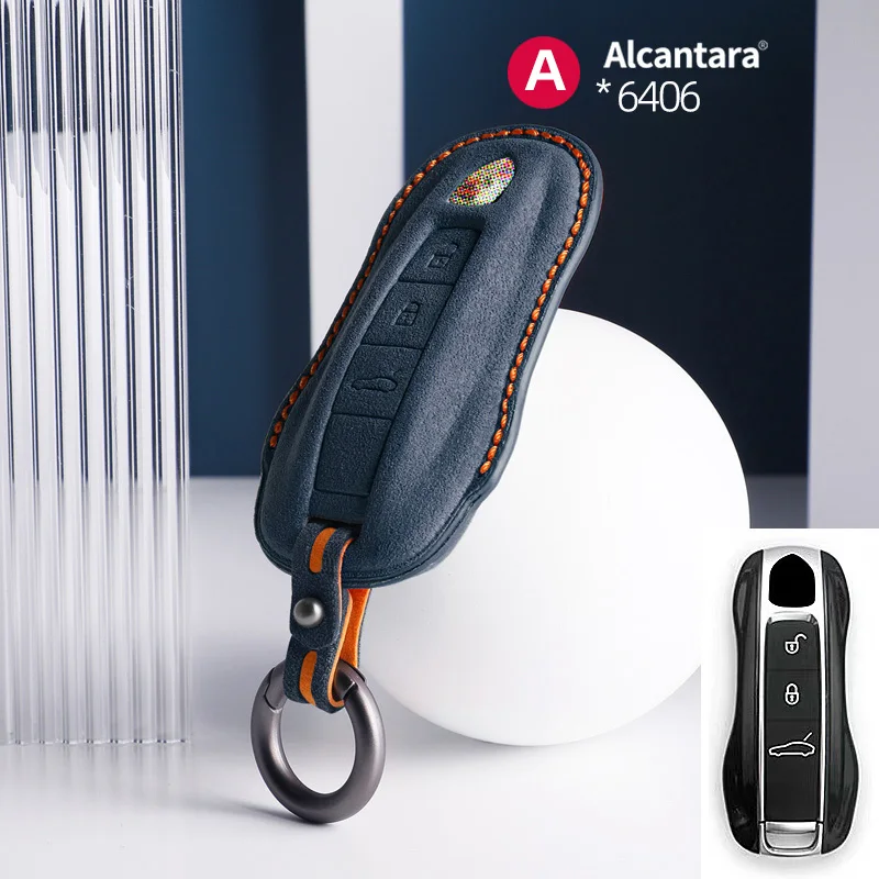 

Alcantara Car Key Case Cover For Porsche Panamera Spyder Carrera Macan Cayman Cayenne 911 970 981 991 Accessories