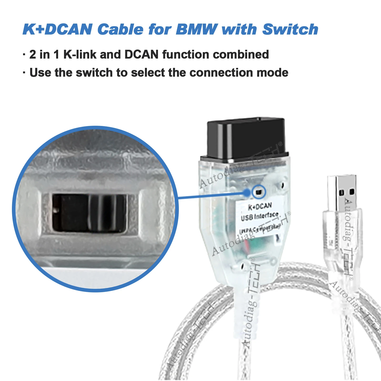 Фото Диагностический инструмент K + DCAN для BMW INPA FTDI FT232RL 9241A с переключателем OBD2, интерфейсный кабель для кодирования NCS, программирование WinFP Tool32 №4
