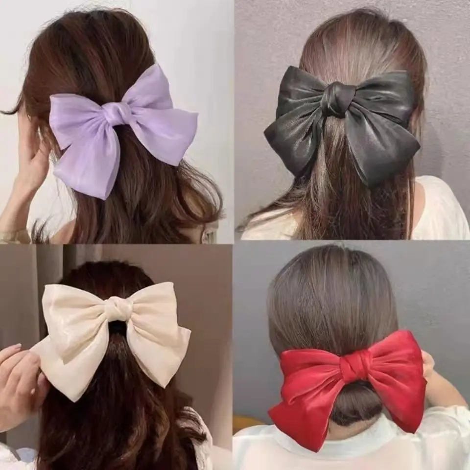 Акция продаж женские заколки для волос с бантом крупная шелковая вуаль женская