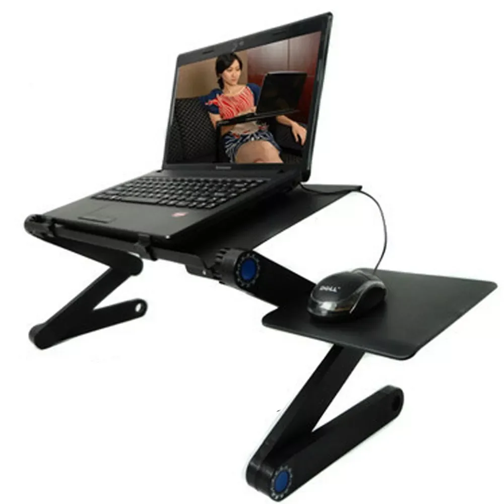 

2023 Adjustable Laptop Desk Ergonomic Lapdesk For TV Bed Sofa Notebook Table Stand With Mouse Pad Portable Aluminum Vented Table