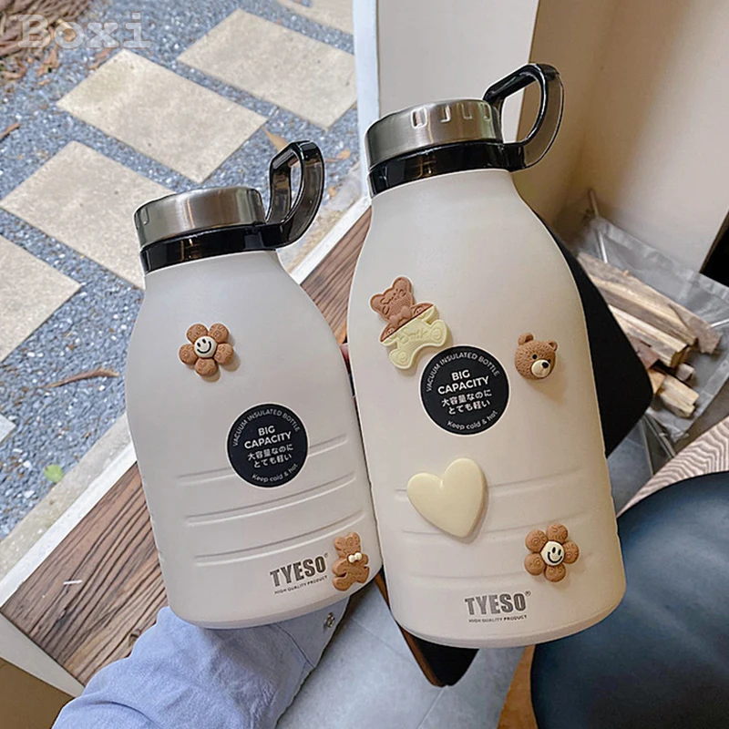 

Simple Double Stainless Thermos Bottle With Straw Portable Large Vacuum Flask Climbing Camp Sport Fitness Travel Thermal Bottles