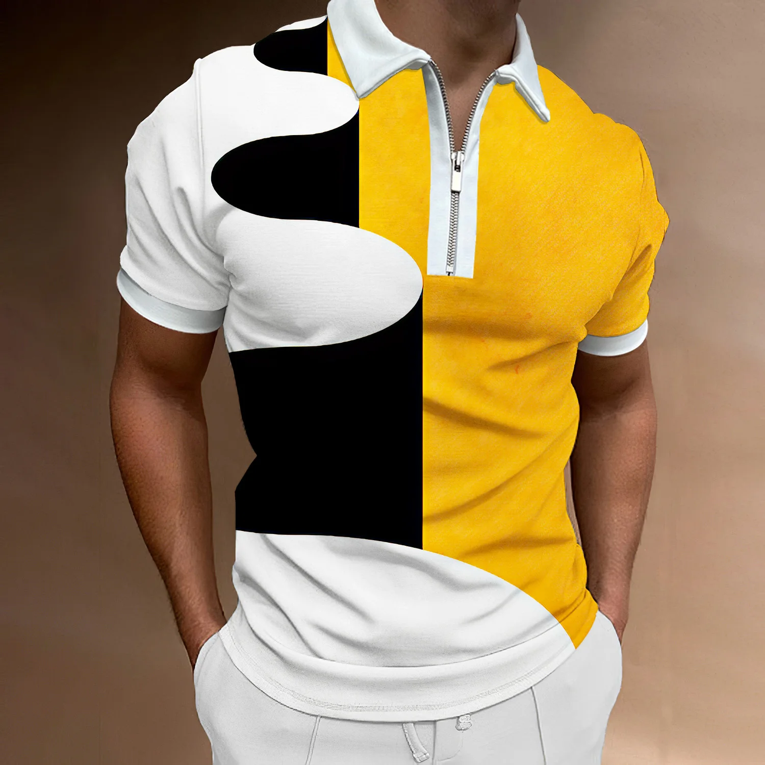 

Рубашки-поло с коротким рукавом и молнией, Повседневная Толстовка в Африканском этническом стиле, летняя новая футболка, мужские топы, Коро...
