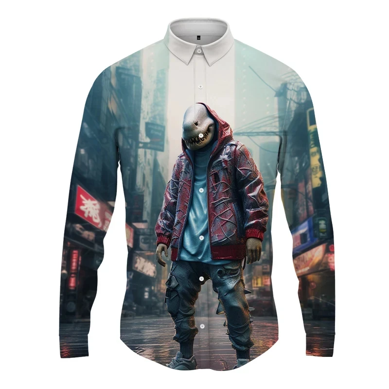 Мужская и Женская Повседневная рубашка с длинным рукавом 3D-принтом