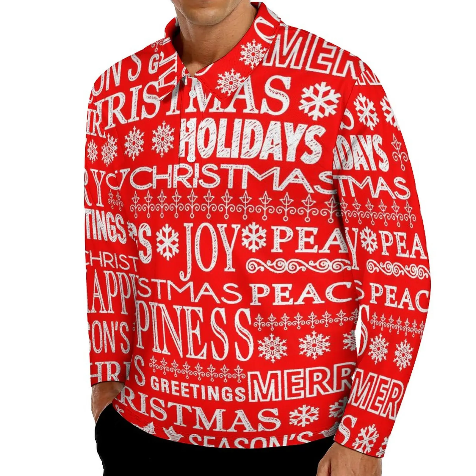 

Рубашка-поло мужская с длинным рукавом, Повседневная блуза с надписью, с графическим принтом, красный и белый цвета, модель 5XL на весну