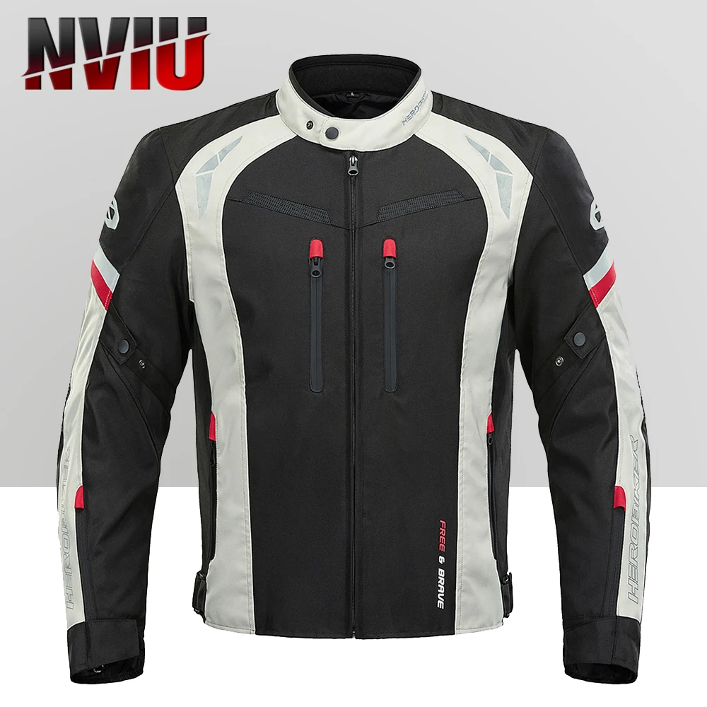 

HEROBIKER Motorcycle Jacket Men Waterproof Four Seasons Wear-resistant Moto Coat Reflective Winter Thermal Motocross Jacket