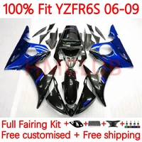 100 fit injection body for yamaha yzf r6s r6 s yzfr6s 2006 2007 2008 2009 yzf r6s flames 06 07 08 09 oem fairing 10no 182 blue
