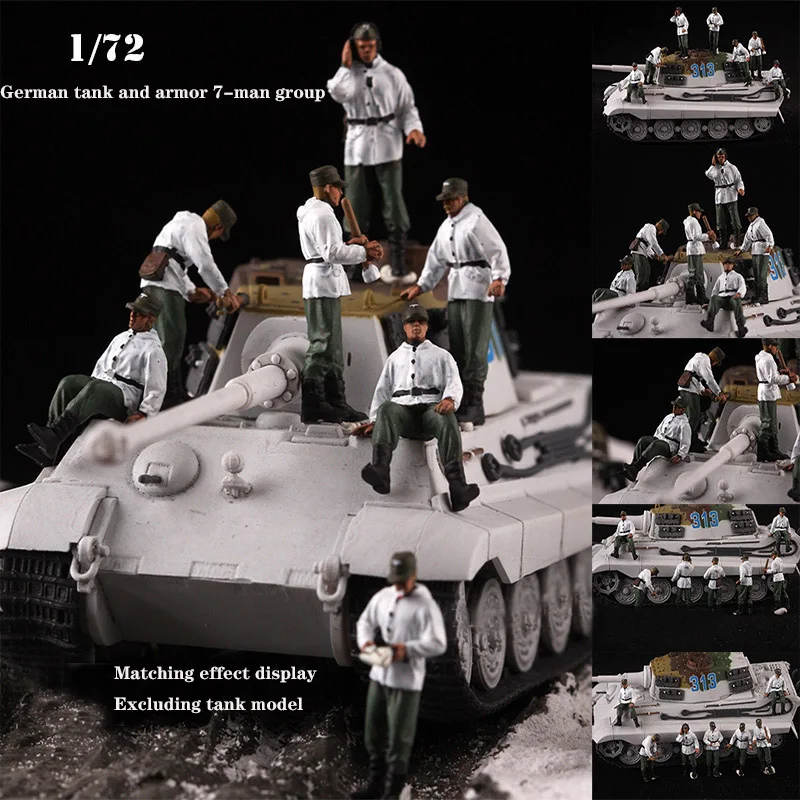 

1/72 German tank and armor 7-man group winter Colored finished soldier model