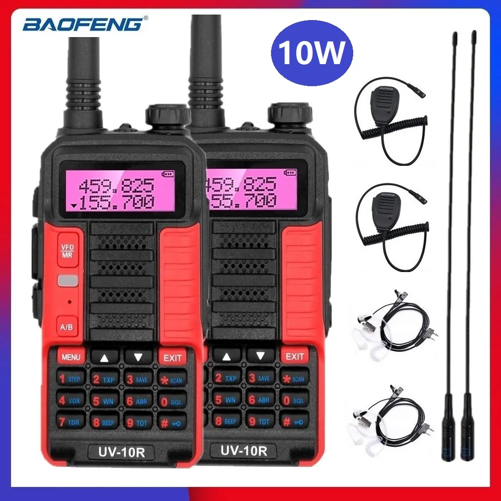 2pcs 10W Baofeng UV-10R Walkie Talkie Long Range Upgrade UV-5R Dual Band Ham Radio Station BF-UV10R hf Transceiver Radio Scanner