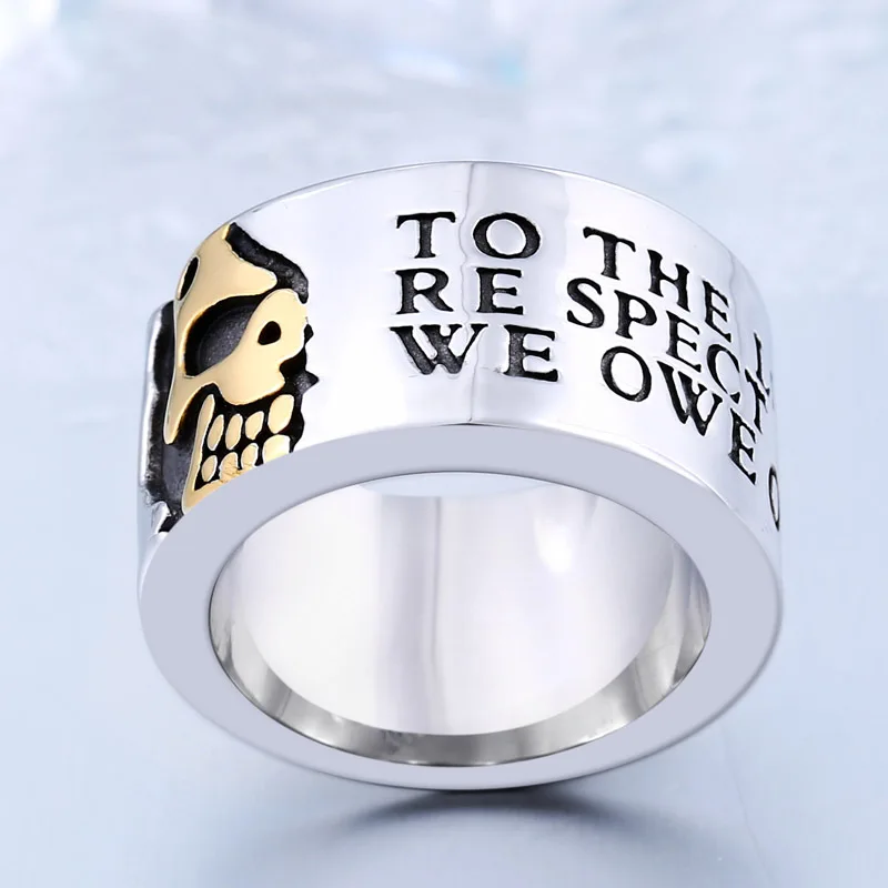 

Newest English Letter Prayer Rings for Men And Women Fashion Gold Silvery Stainless Steel Skull Ring Couples Punk Biker Jewelry