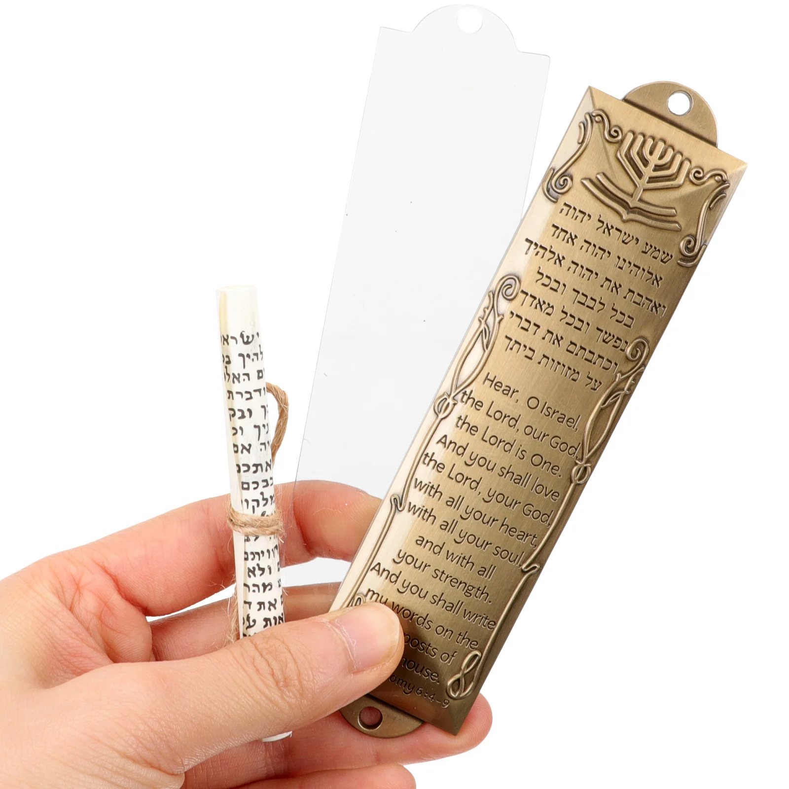 

Mens Gift Religious Holy Scroll Mezuzah Adornment Judaica Decorations 13x3.3cm House Metal Jewish Symbols Catholic Prayer Man