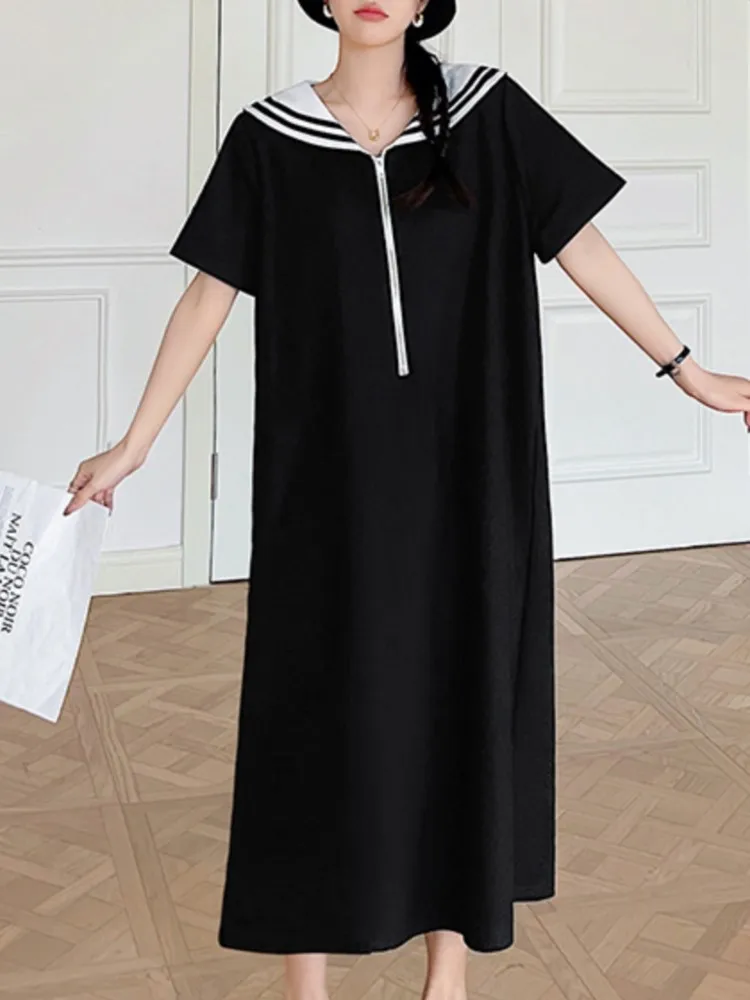 Женское длинное летнее платье большого размера свободное в Корейском стиле