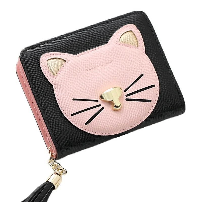 

Новый и милый короткий модный кошелек на молнии с мультяшным котом, женский кошелек