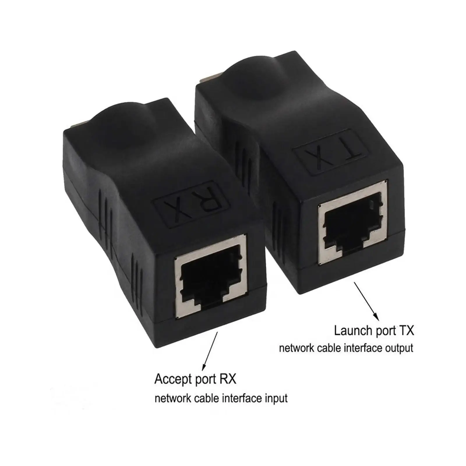 Фото Комплект из 2-х HDMI-RJ45 адаптеров для передачи данных по Ethernet, 30 м, без потерь, однокабельный удлинитель HDMI-RJ45 Cat5e/6, конвертер HDMI в RJ45 для HDTV STB №2