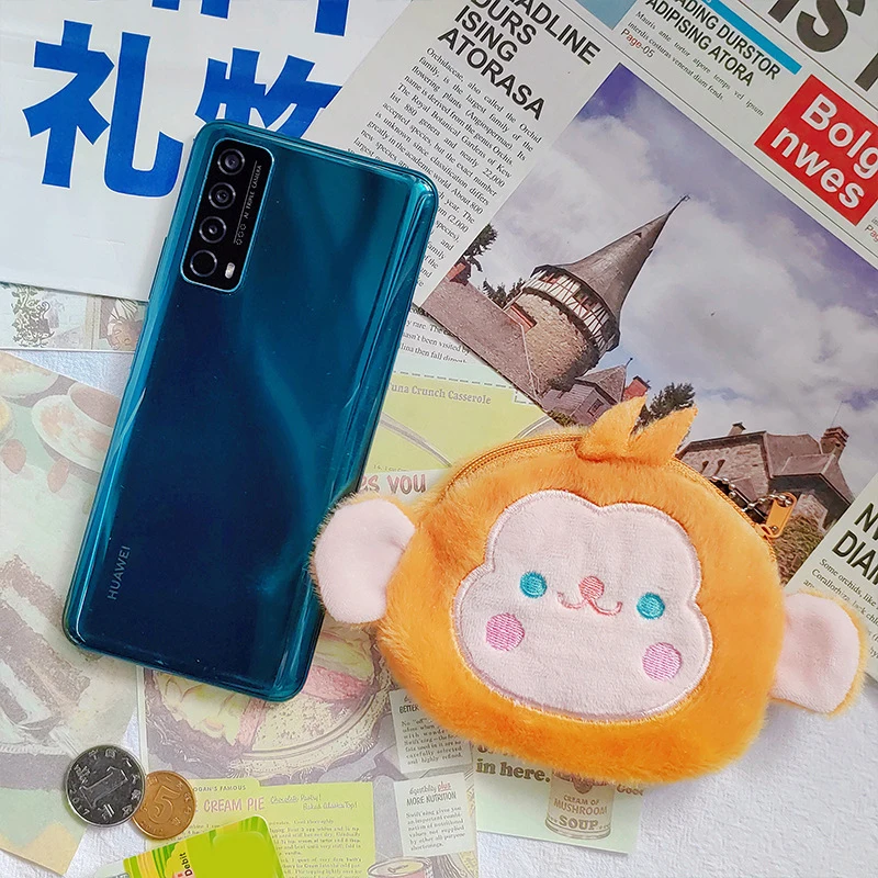 

1PC Monkey Shape Wallet For Kids Friends Small Fresh Colorful Plush Furry Animal Money Bag Mini Change Purse Wholesale