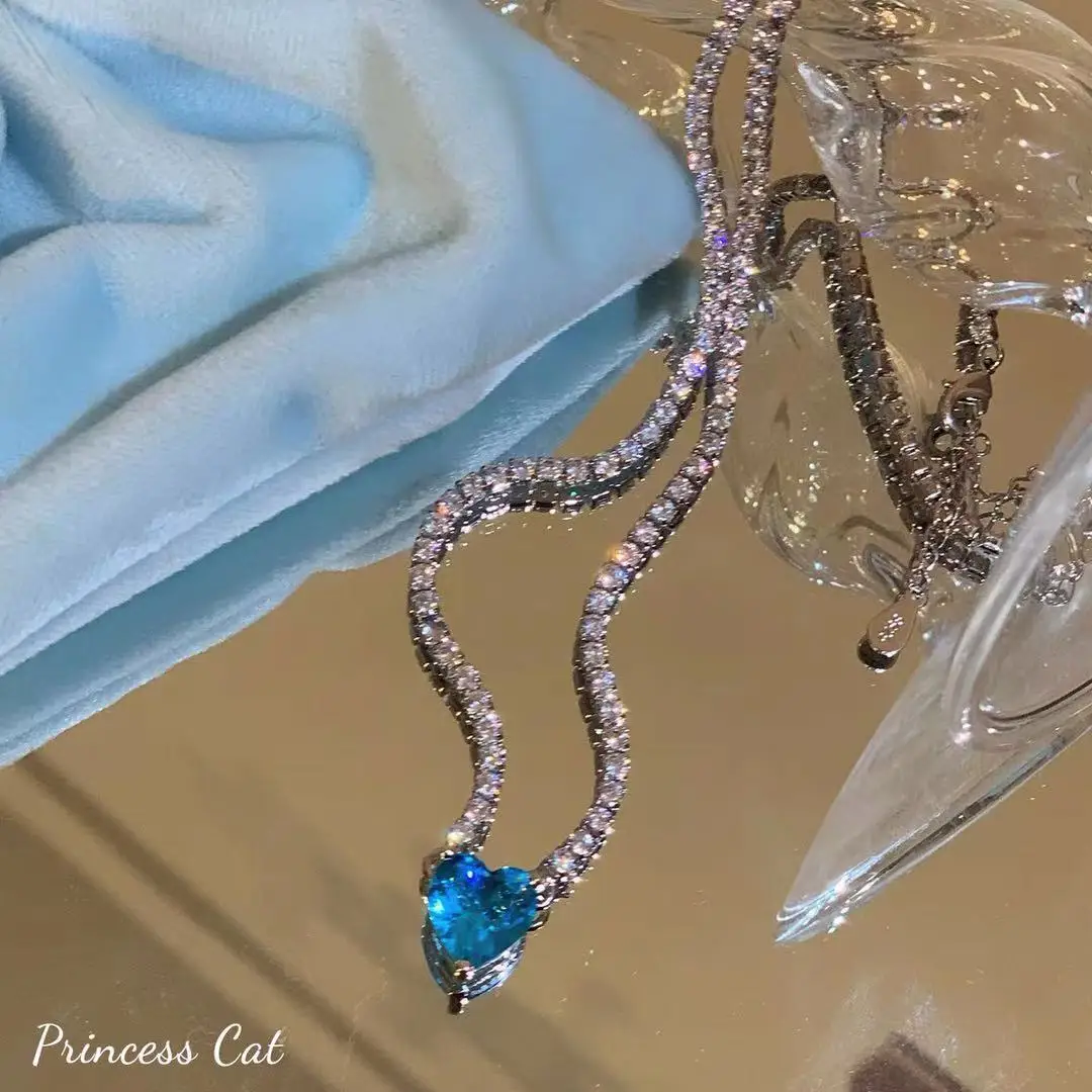 

Sweetheart Princess Zircon Peach Heart Pendant Necklace Personality Trend Design Fashion Necklaces for Women Luxury Jewelry Gift