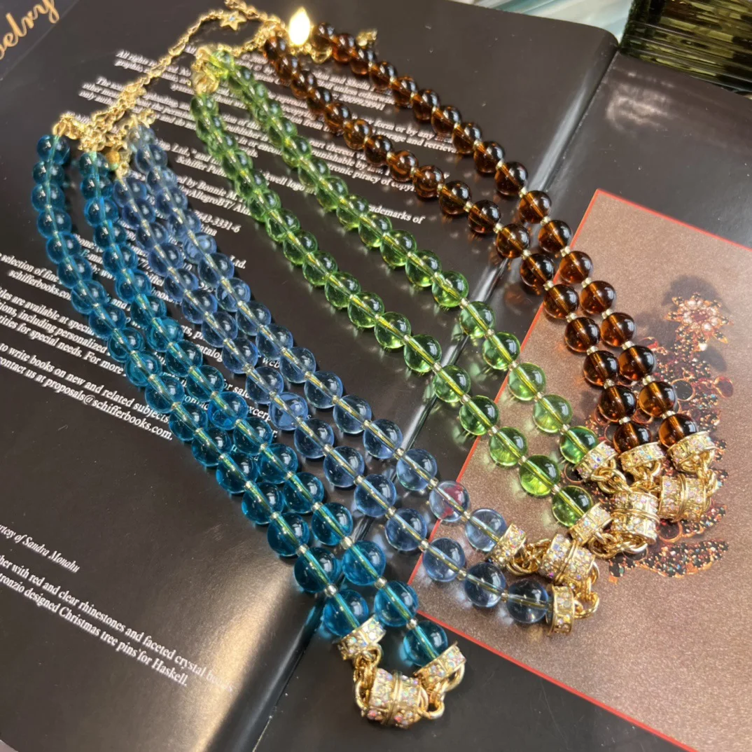 

Retro fashion sweet fresh color bead magnet universal necklace
