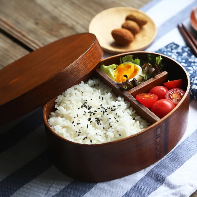 

Wooden Lunch Box Japanese Bento Lunchbox Food Container Small Fruit Sushi Food Box Kids School Lunch Box Travel Picnic Tableware