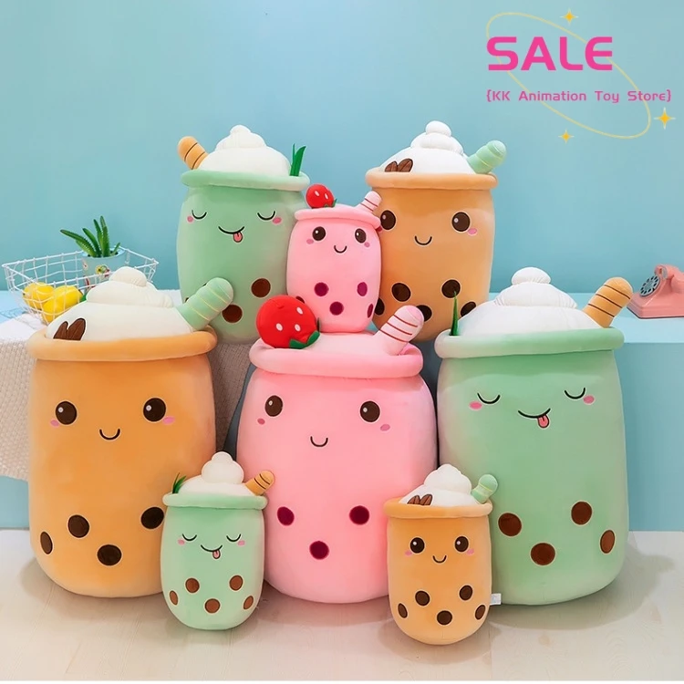 

Cute Boba Milk Tea Plushie Toy Soft Stuffed Apple Pink Strawberry Taste Milk Tea Hug Pillow Balls Bubo Tea Cup Birthday Gift