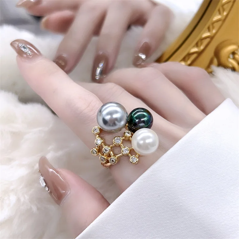 

Luxury Elegant 925 Silver 3 Pearls Wedding Ring for Women Temperament Vintage Engagement Anniversary Trndy Fine Jewelry Gift