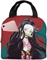 anime lunch bag tote for women men insulated reusable lunch box with front pocket for work hiking picnic travel 5