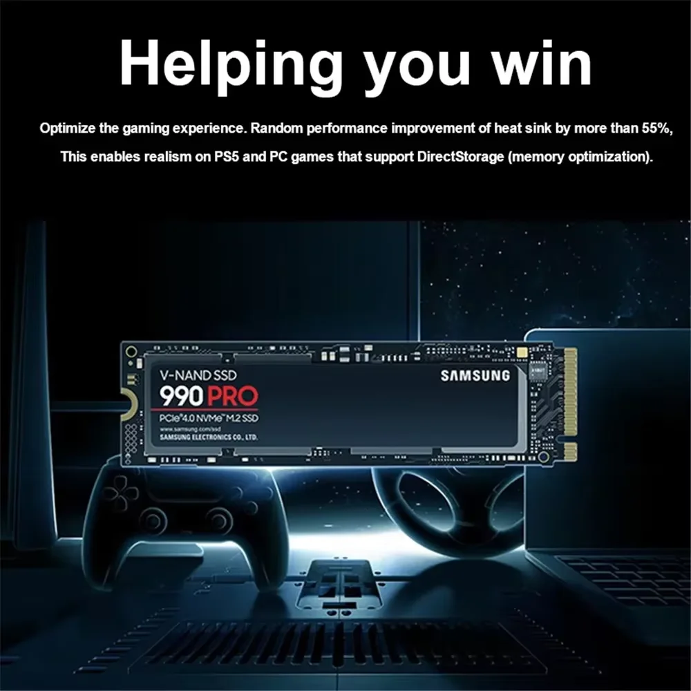 SSD Samsung 990 Pro 1 ТБ 2 4 PCIe Gen 4.0x4 Твердотельный накопитель NVMe 2.0 M.2 2280 Внутренний